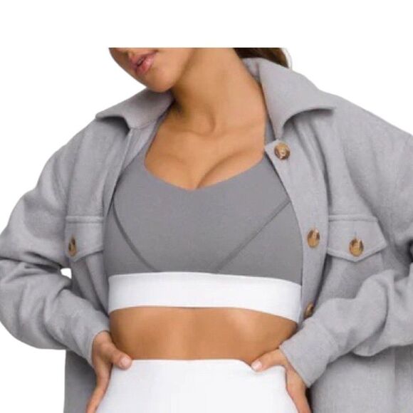 Good American Bra WMNS‎ XS Core Racer Sports Heather Grey White Elastic Band 0 - Picture 1 of 10